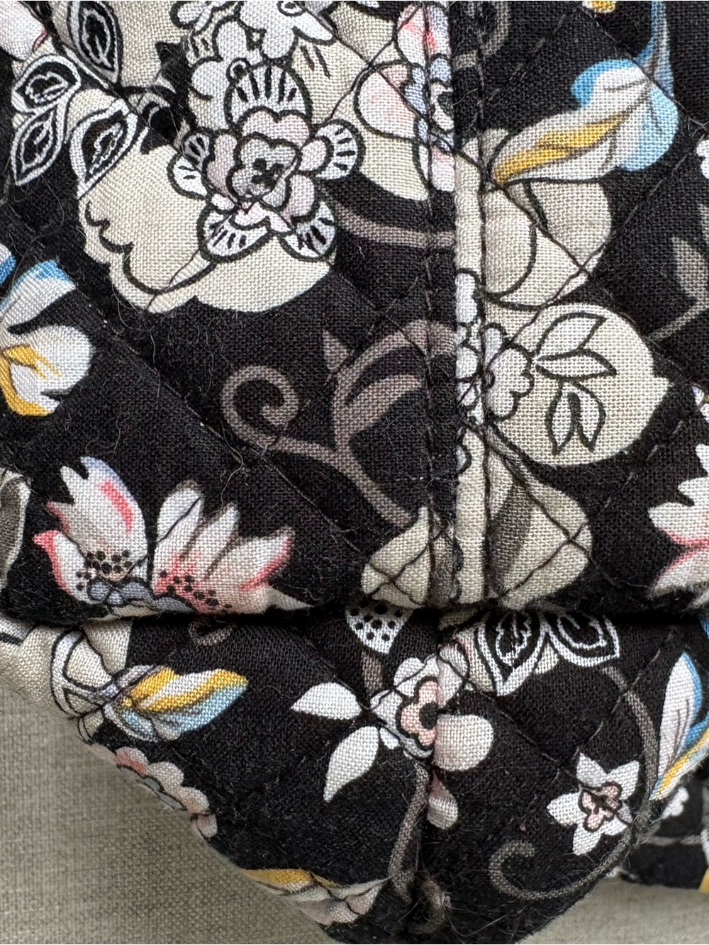 Vera Bradley Black Floral Quilted Tote with Subtle Accents- Midnight Wildflowers - Picture 4 of 8